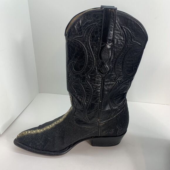 Los Altos Exotic Stingray Men's Size 8.5EE Black Leather Western Cowboy Boots - Picture 5 of 10